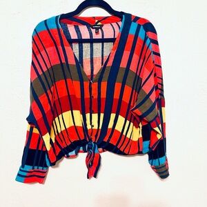 Express Multicolor Striped Button-Up Blouse Size Medium  EUC